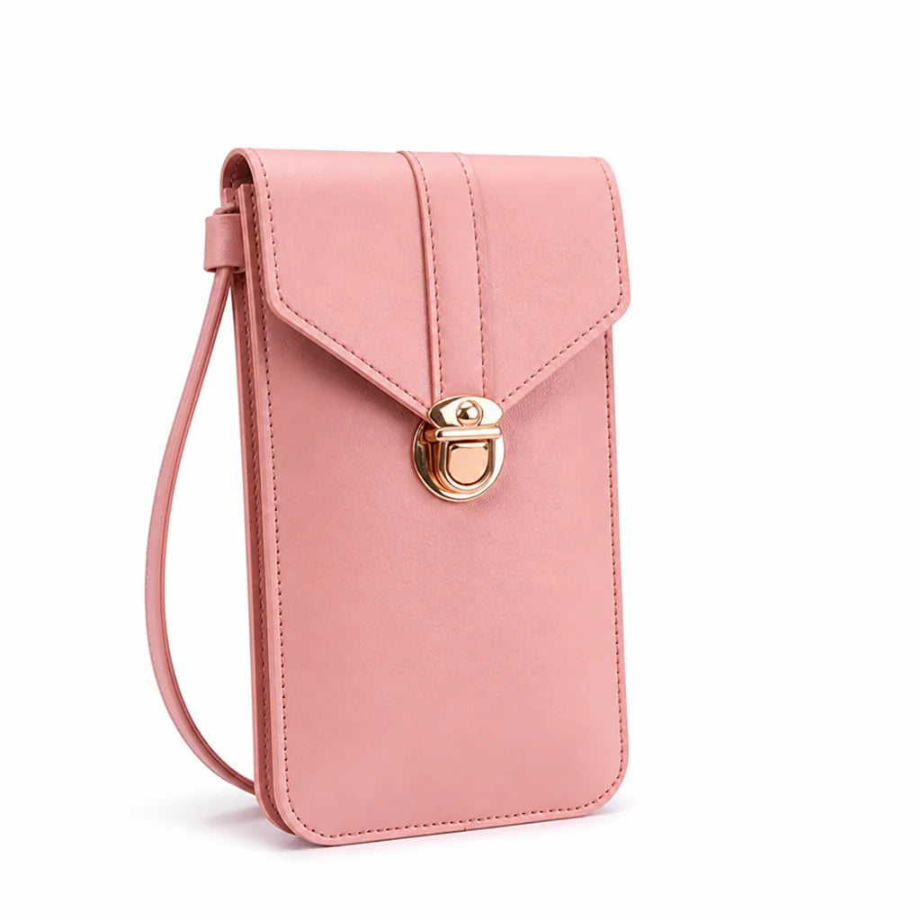 Crossbody Phone Bag Touchscreen Window PU Leather Card Pockets