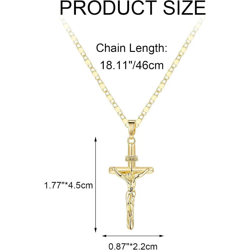 Crucifix Necklace Detailed Pendant Adjustable 18-Inch Chain