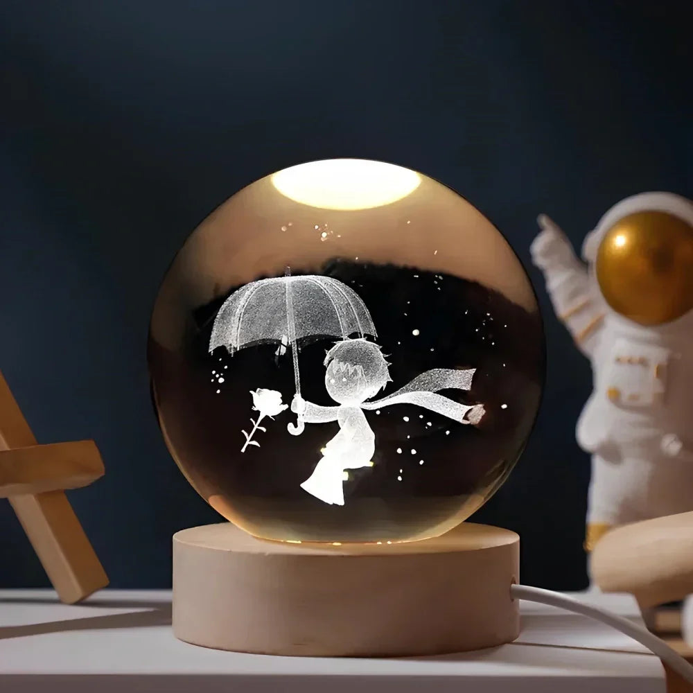 Crystal Ball Lamp 3D Laser Engraved