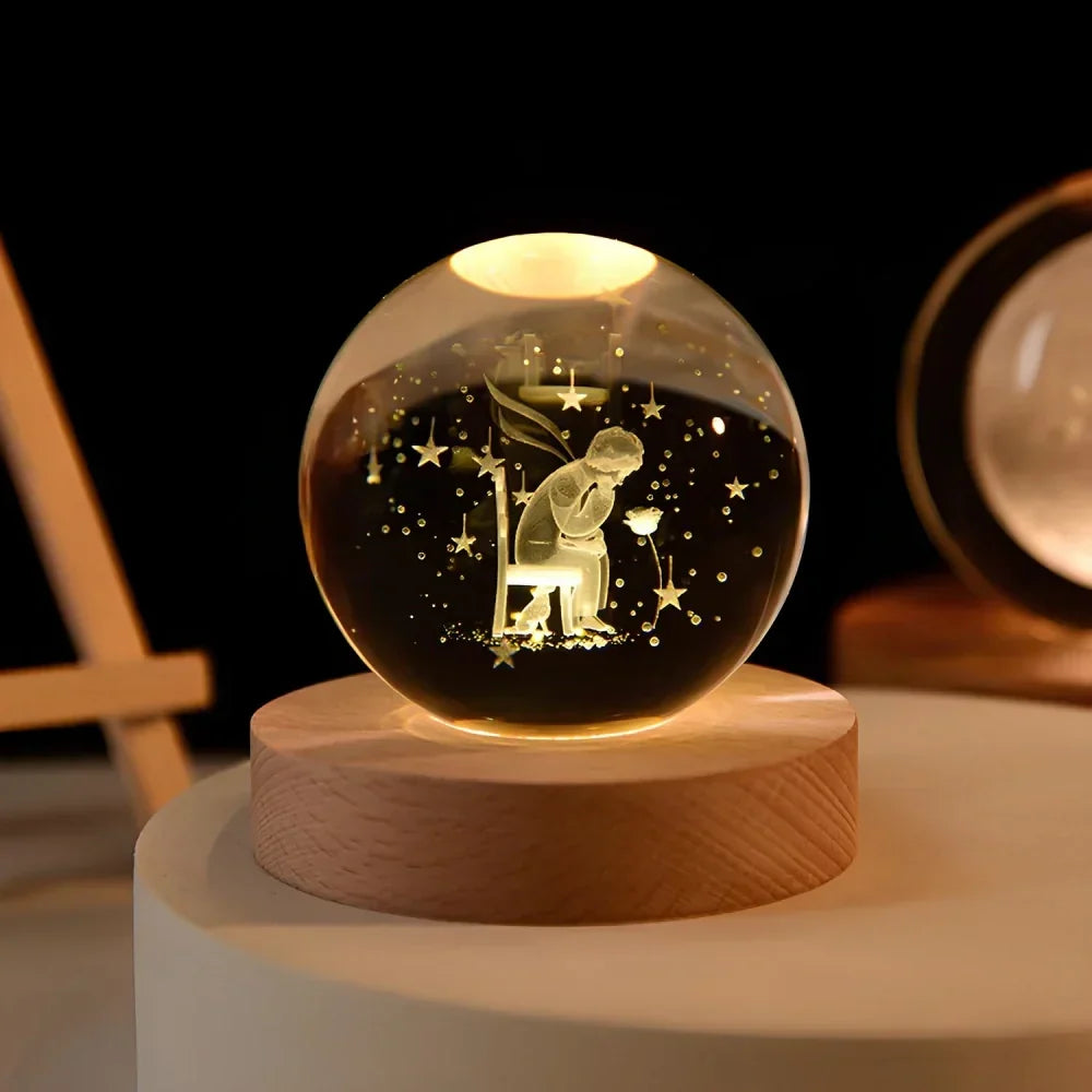 Crystal Ball Lamp 3D Laser Engraved