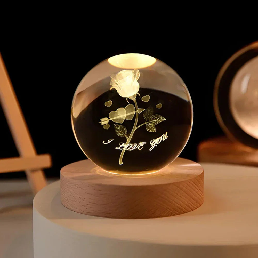 Crystal Ball Lamp 3D Laser Engraved