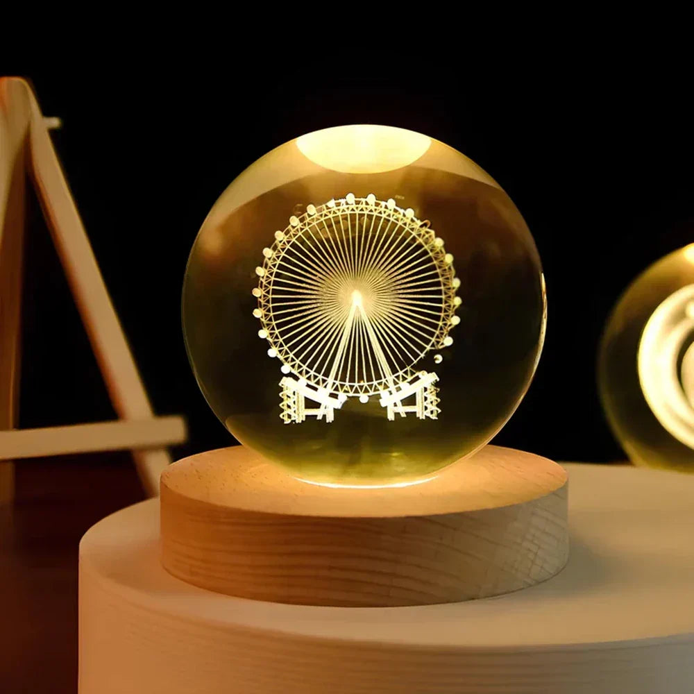 Crystal Ball Lamp 3D Laser Engraved