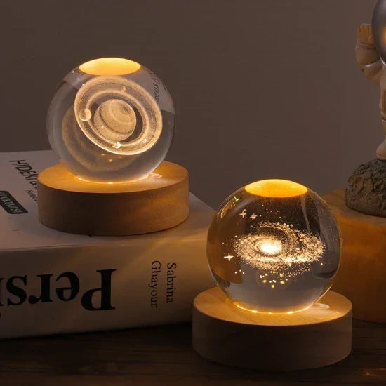 Crystal Ball Night Light 3D Engraved Warm White LED