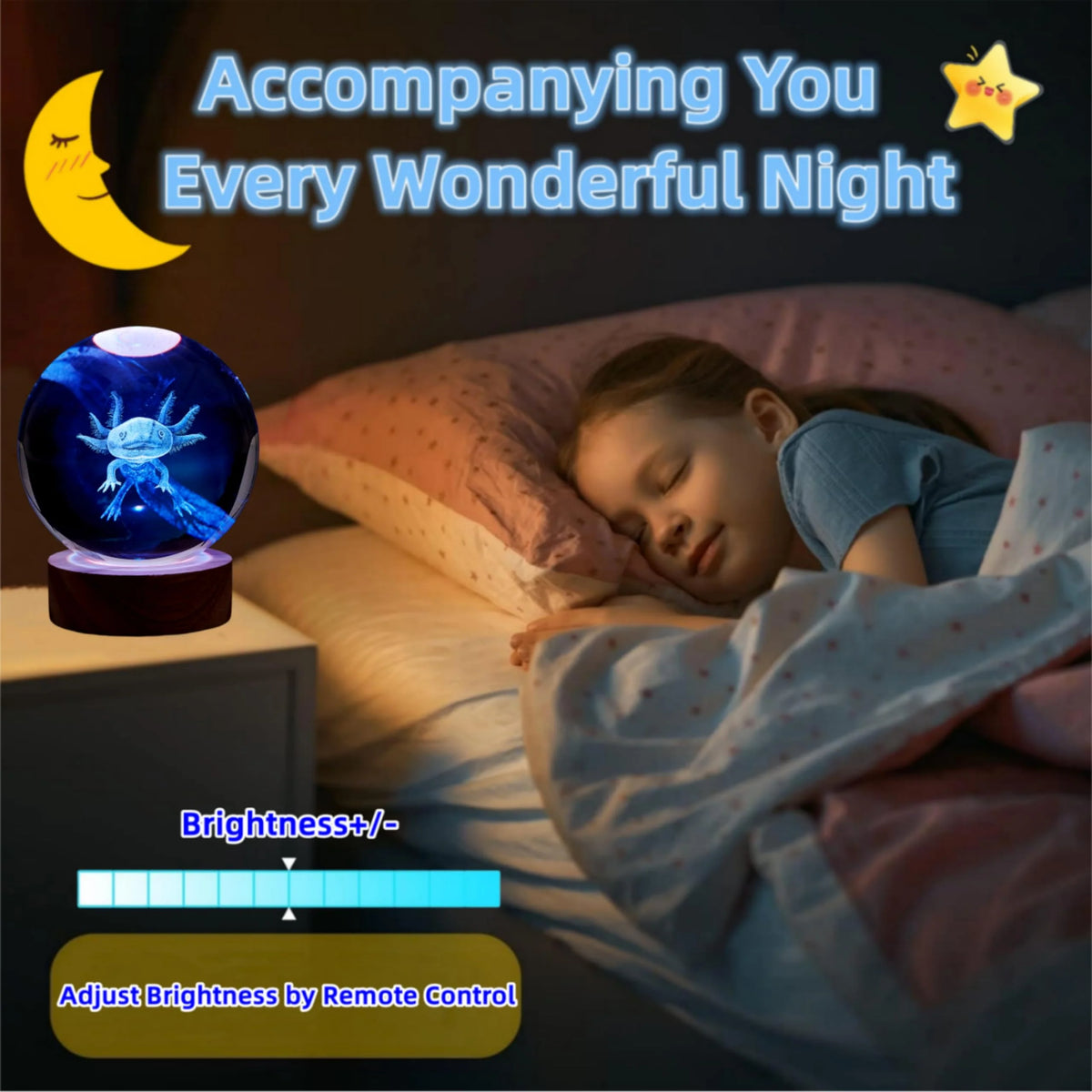 Crystal Night Light 3D Engraved Wooden LED Base