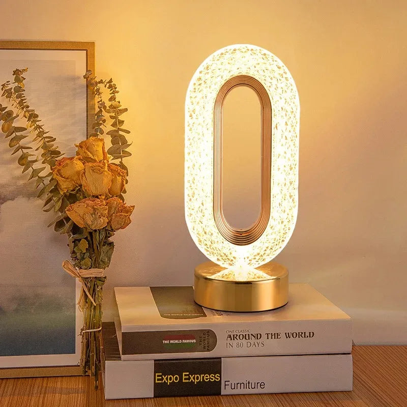 Crystal Night Light 3D Etched Rechargeable Touch Dimmer