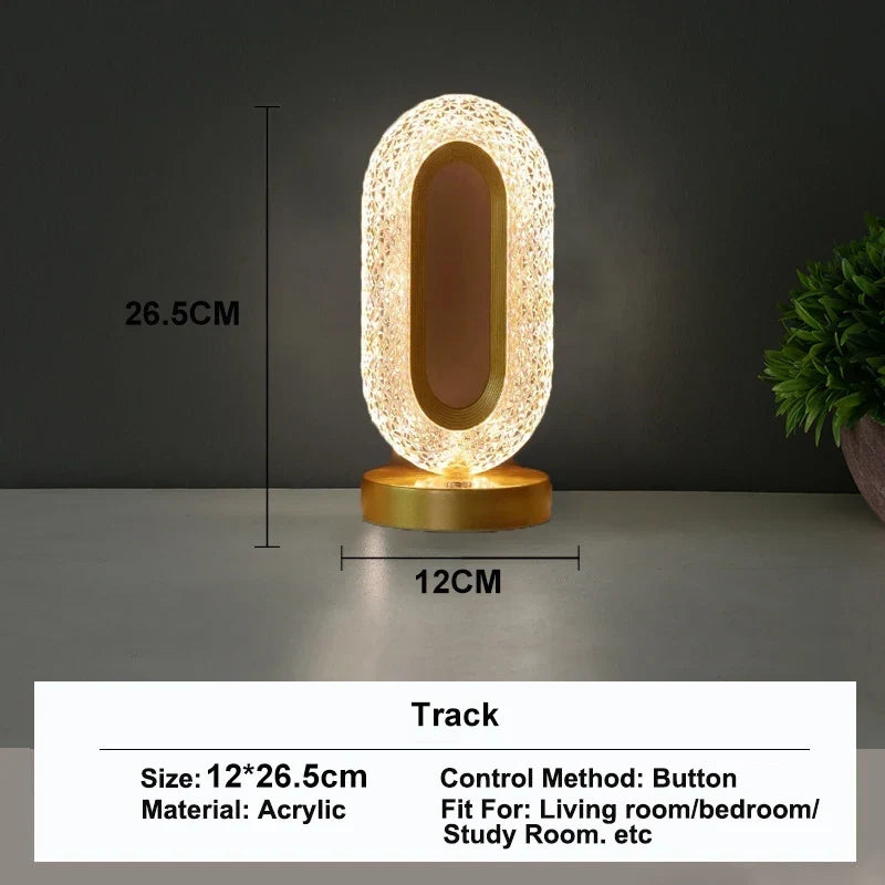 Crystal Night Light 3D Etched Rechargeable Touch Dimmer