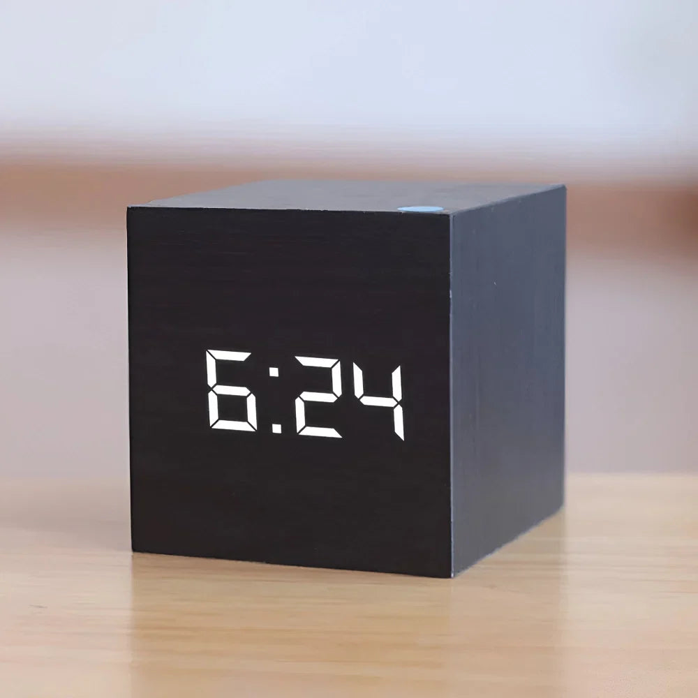 Cube Alarm Clock Floating Numerals Adjustable Dim USB Backup