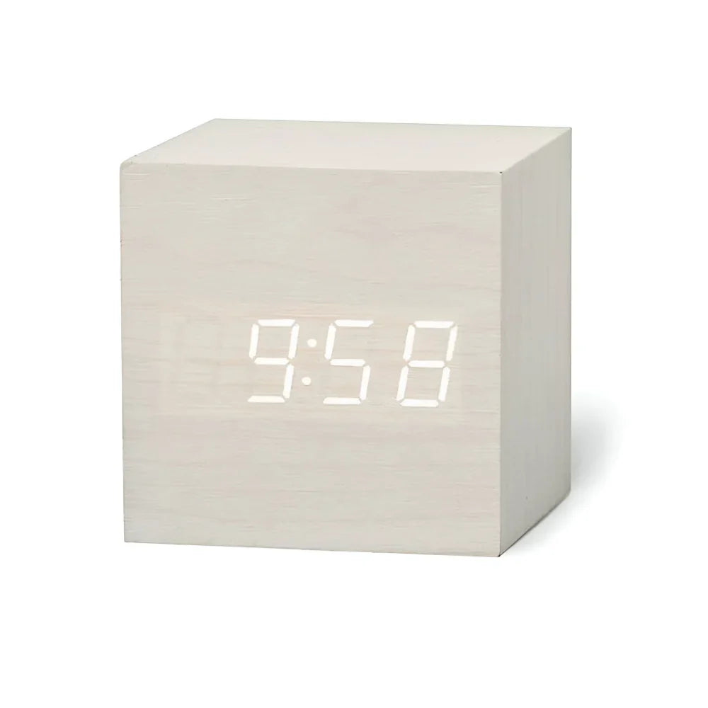 Cube Alarm Clock Floating Numerals Adjustable Dim USB Backup