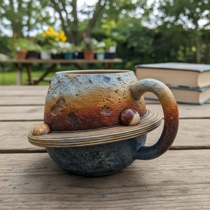 Cup Saturn-Inspired Sculptural Design for Display