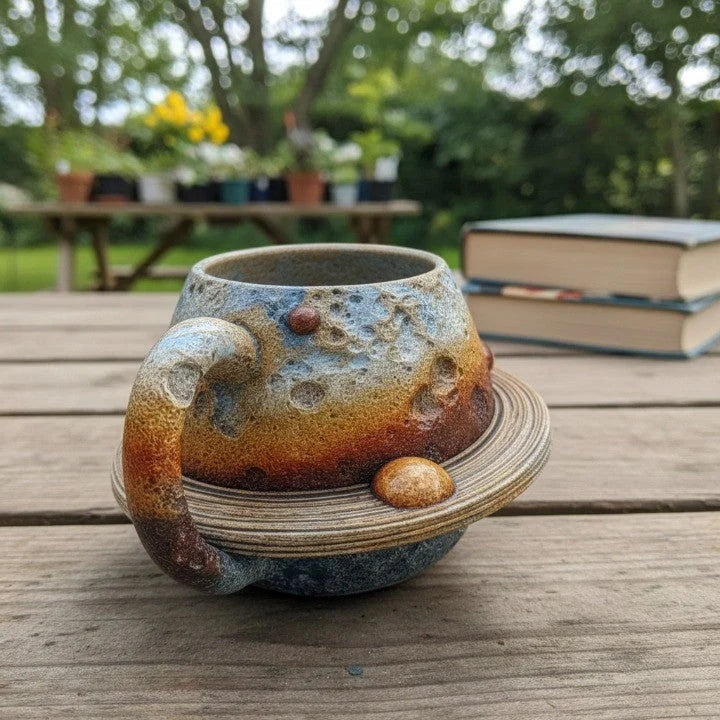 Cup Saturn-Inspired Sculptural Design for Display