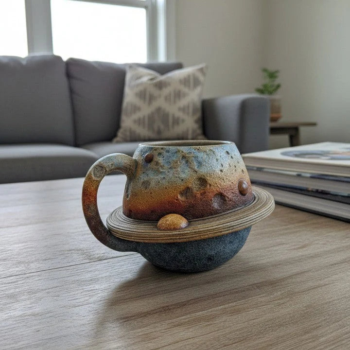Cup Saturn-Inspired Sculptural Design for Display