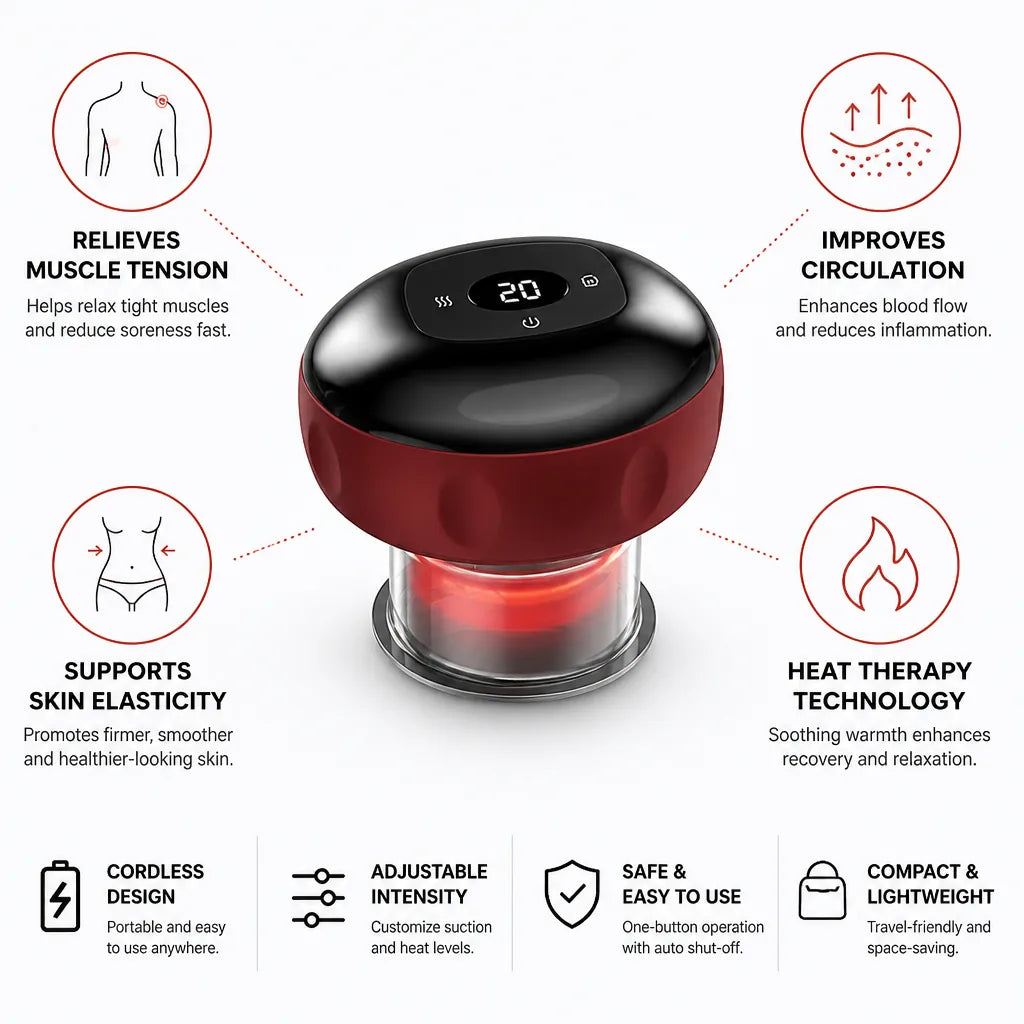 Cupping Massager Cordless Vacuum Suction & Heat Therapy