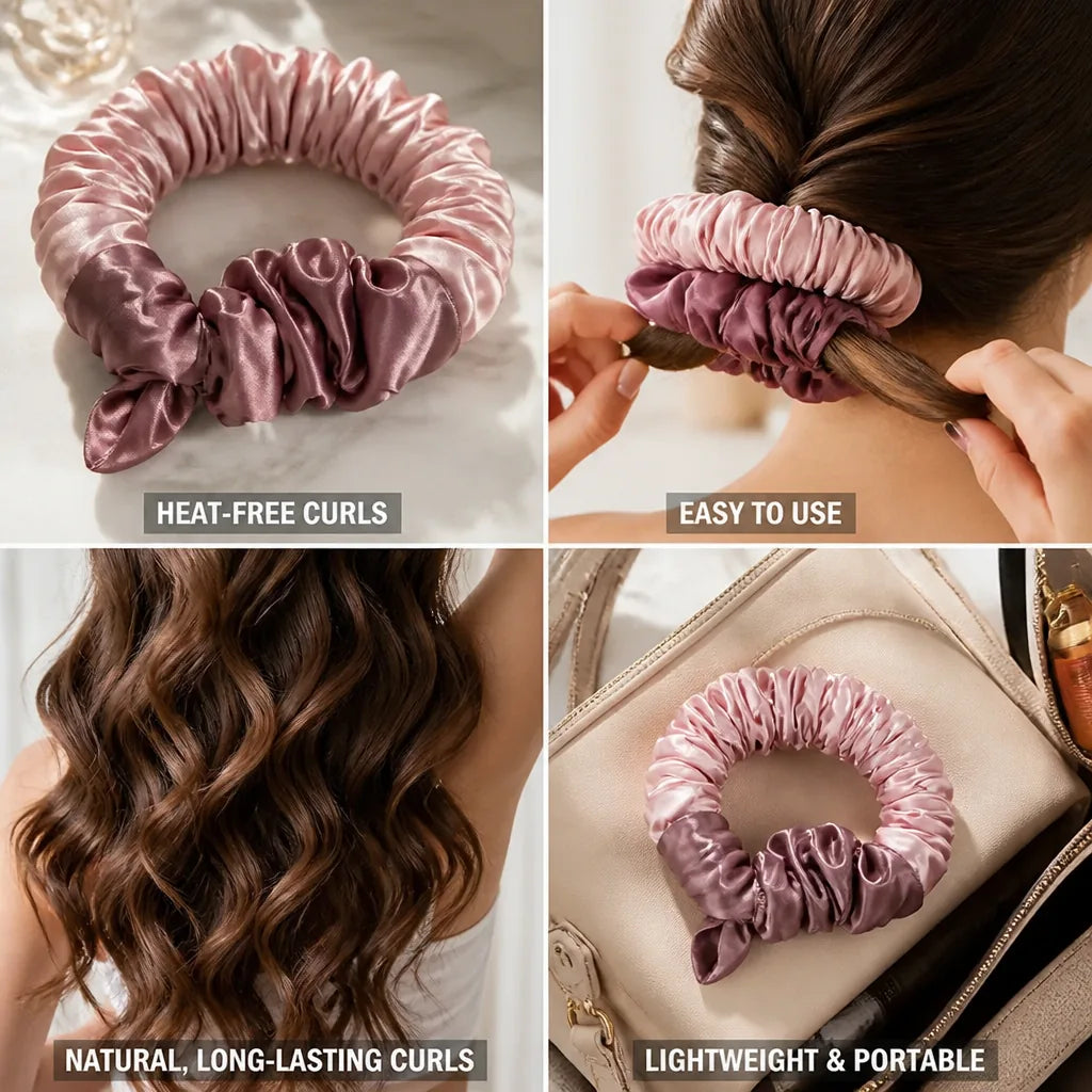 Curling Hair Tie Satin Heat-Free Overnight