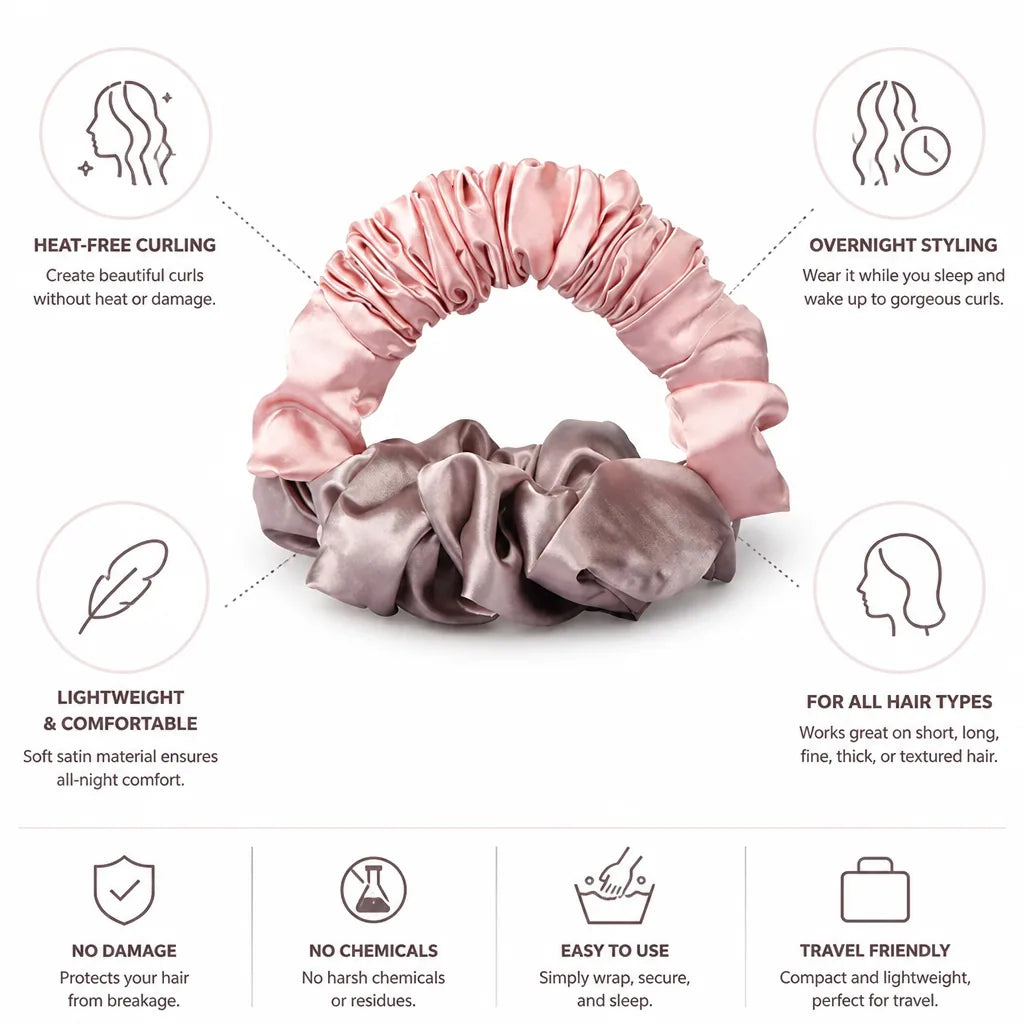 Curling Hair Tie Satin Heat-Free Overnight