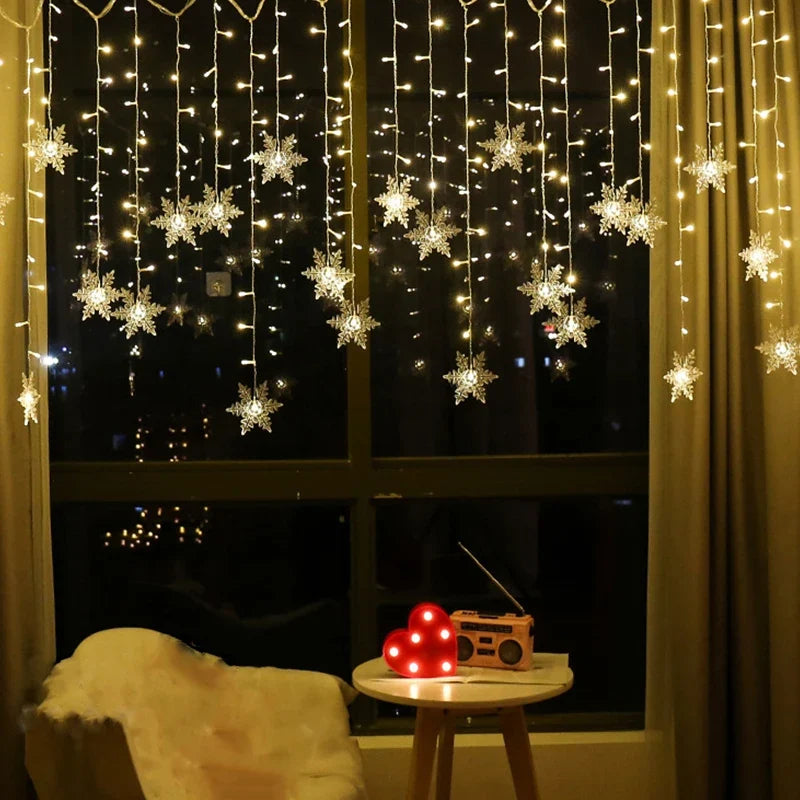 Curtain Lights Snowflake 8 Modes IP44 Splashproof