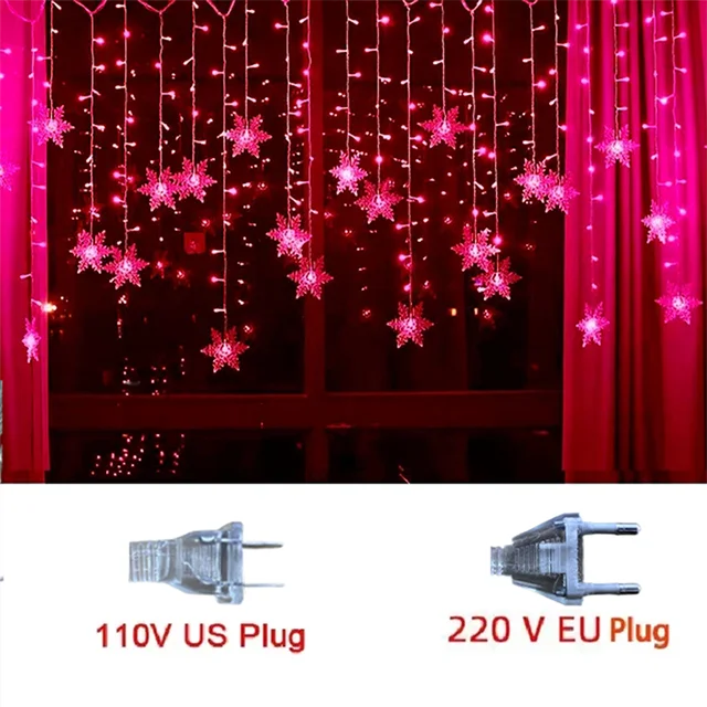 Curtain Lights Snowflake 8 Modes IP44 Splashproof