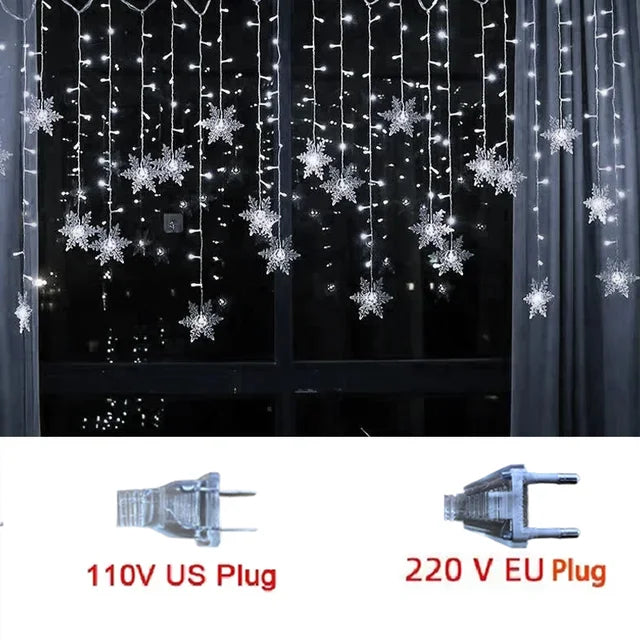 Curtain Lights Snowflake 8 Modes IP44 Splashproof