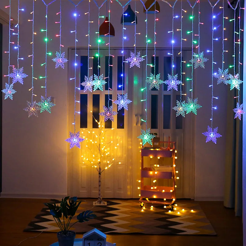 Curtain Lights Snowflake 8 Modes IP44 Splashproof