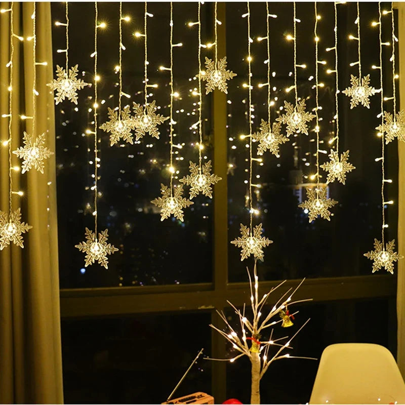 Curtain Lights Snowflake 8 Modes IP44 Splashproof