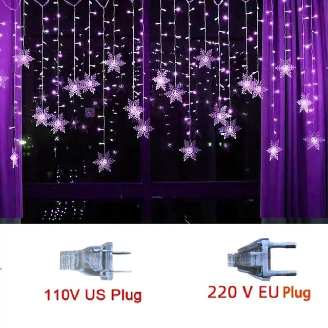 Curtain Lights Snowflake 8 Modes IP44 Splashproof