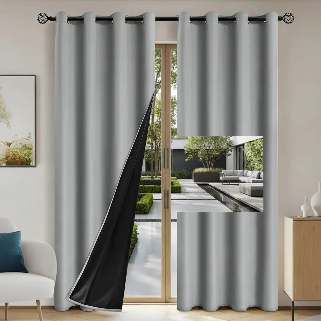 Curtain Panel Blackout Fabric Grommet Top Privacy-Enhancing