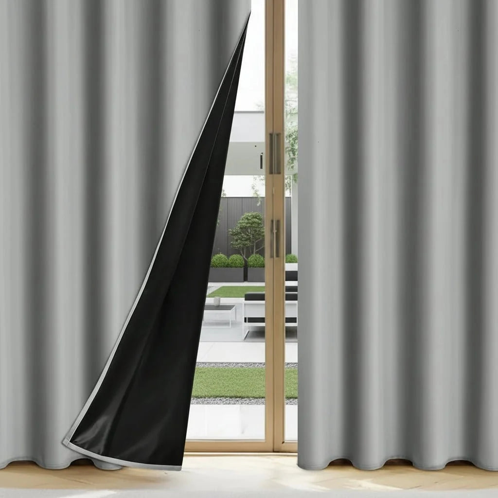 Curtain Panel Blackout Fabric Grommet Top Privacy-Enhancing