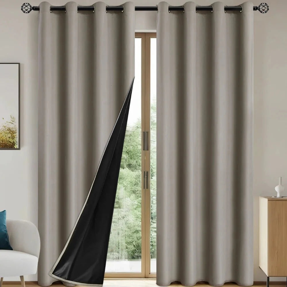 Curtain Panel Blackout Fabric Grommet Top Privacy-Enhancing