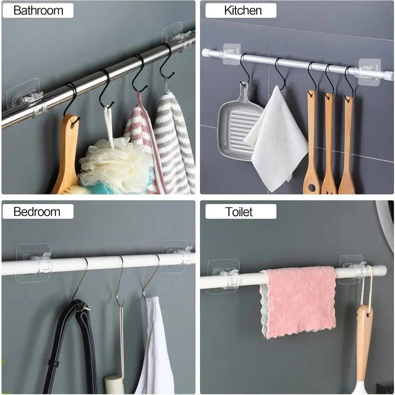 Curtain Rod Brackets Adjustable Adhesive No-Drill Mounting