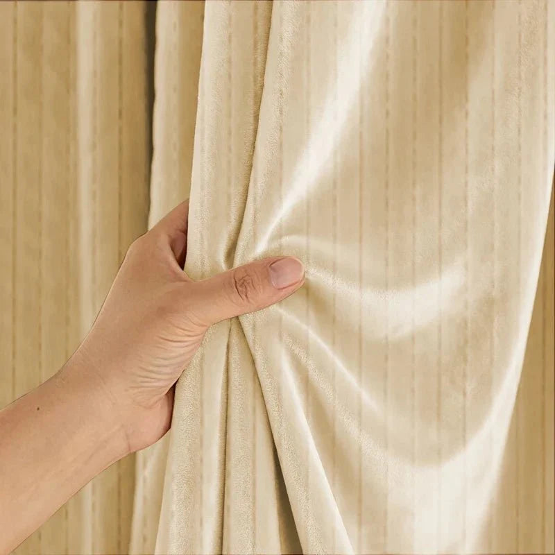 Curtain Set Thermal Insulating Light-Reducing With Rod & Tiebacks