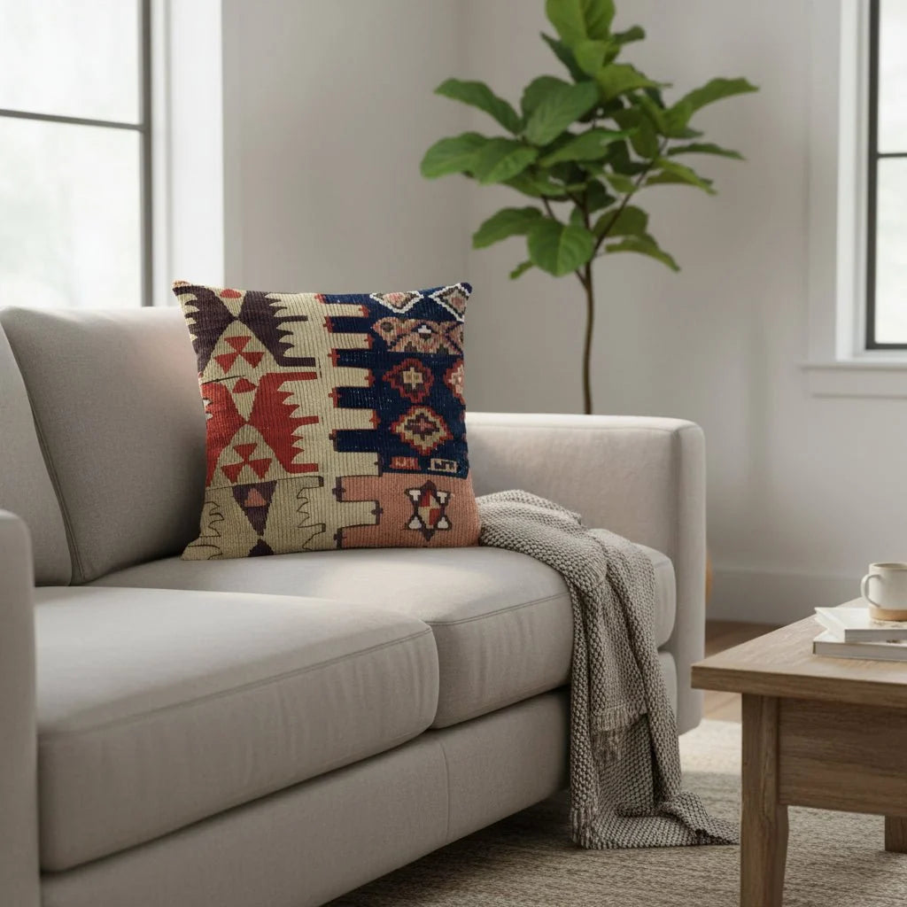 Cushion Cover Polyester Boho Design 17.7 Inch Square