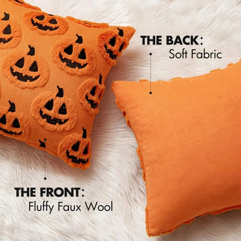 Cushion Cover Pumpkin Pattern Microfiber 18 x 18 Inch