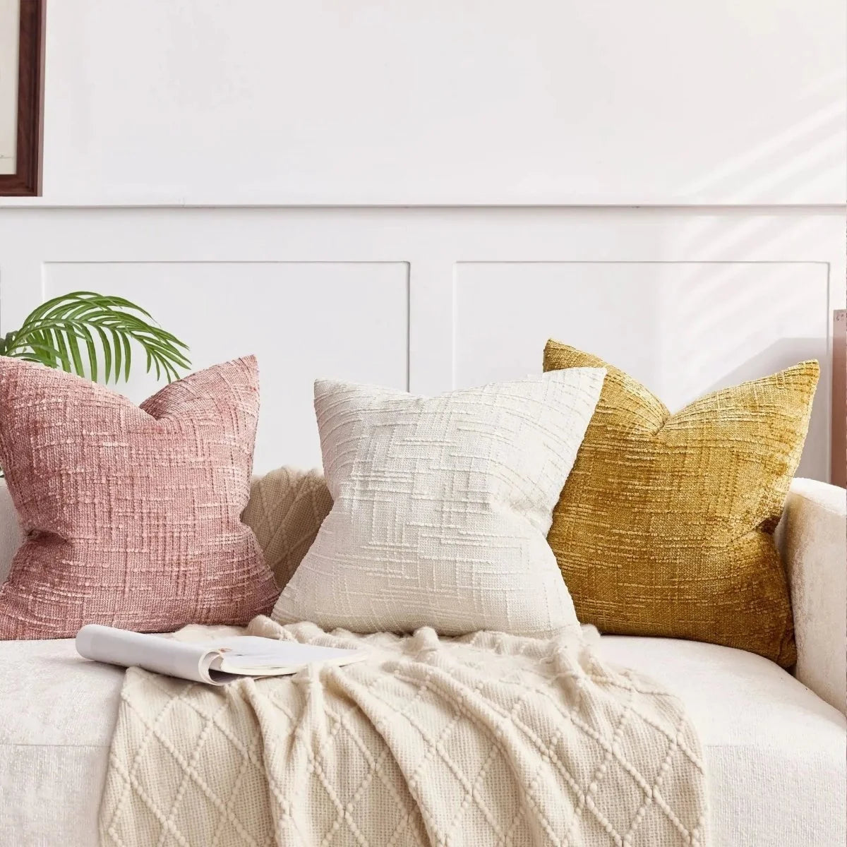 Cushion Cover Soft Chenille Bamboo-Inspired Texture