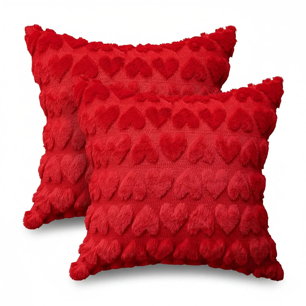 Cushion Covers Repeating Heart Pattern Hidden Zip & Double-Stitched