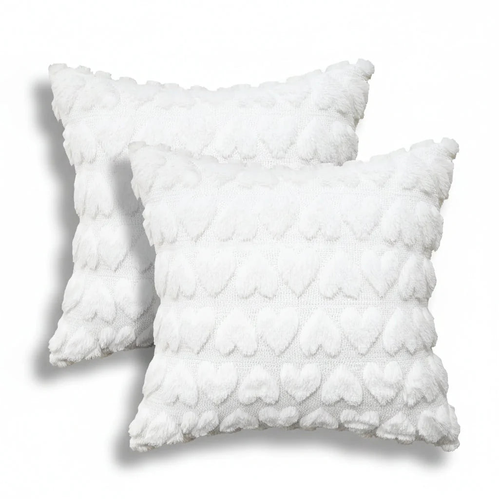 Cushion Covers Repeating Heart Pattern Hidden Zip & Double-Stitched