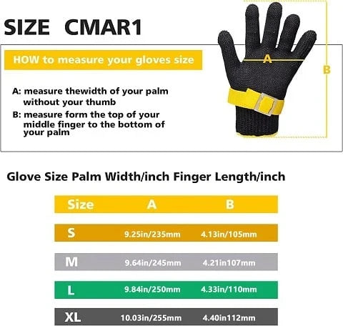 Cut-Resistant Glove 316L Stainless Steel Mesh ANSI A9 Protection