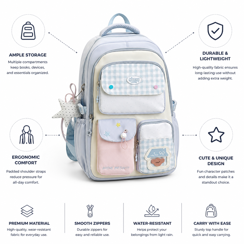 Cute Character Padded Straps School Backpack