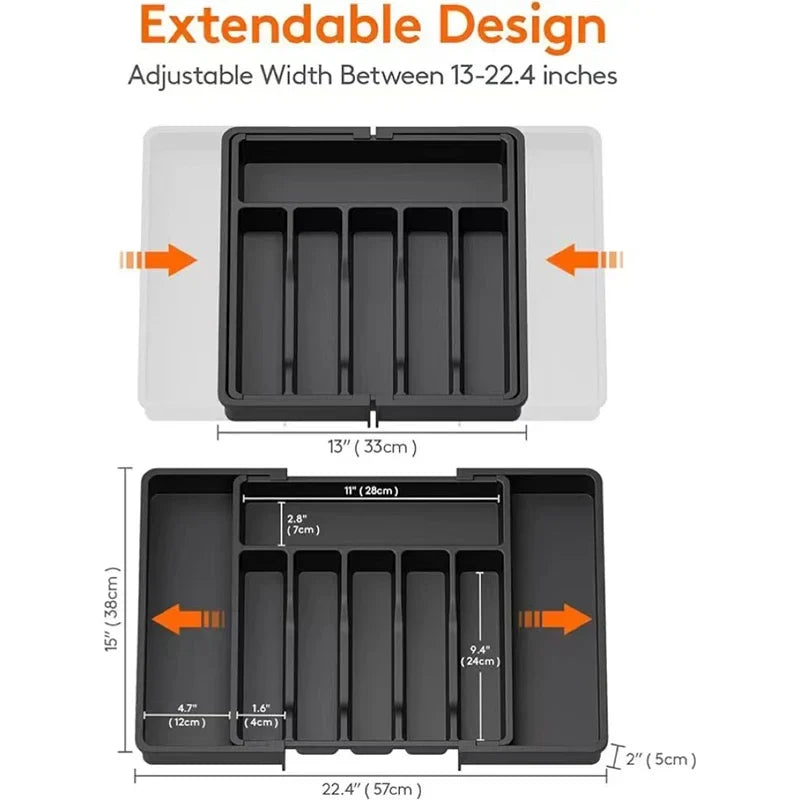Cutlery Drawer Organizer Extendable Food-Safe Non-Slip
