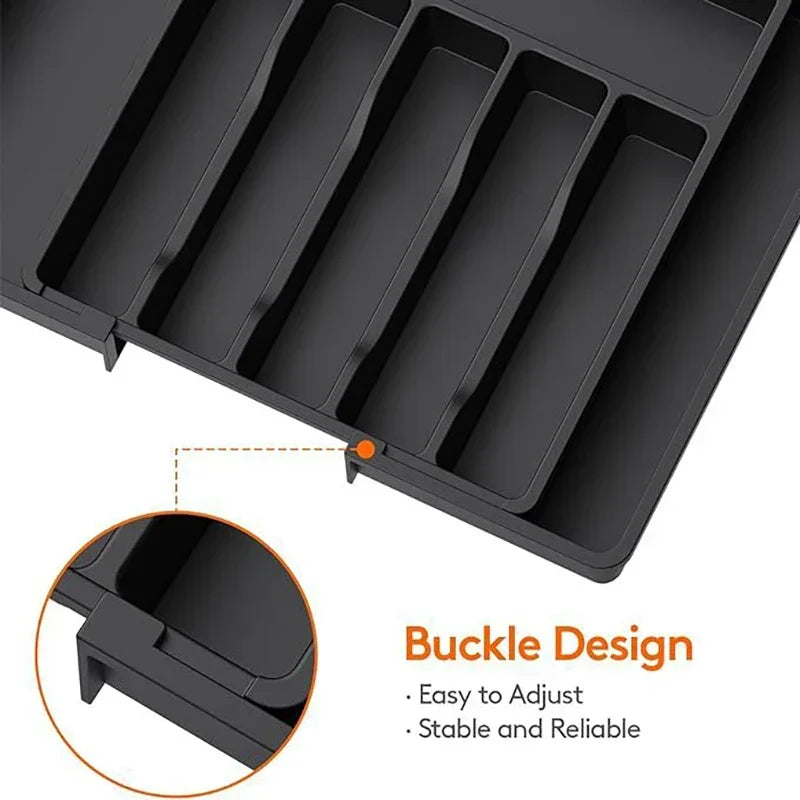 Cutlery Drawer Organizer Extendable Food-Safe Non-Slip