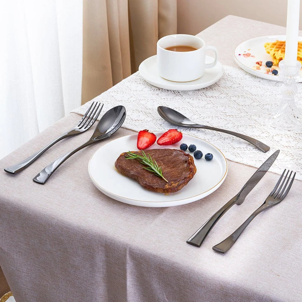Cutlery Set Black Stainless Steel Modern Design
