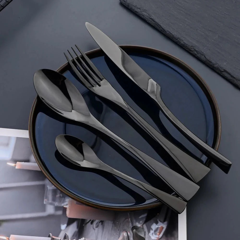Cutlery Set Stainless Steel Matte Black Rust-Resistant