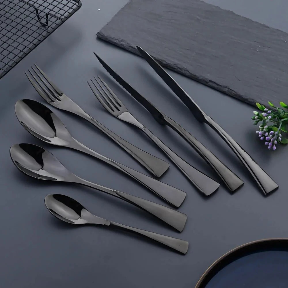 Cutlery Set Stainless Steel Matte Black Rust-Resistant