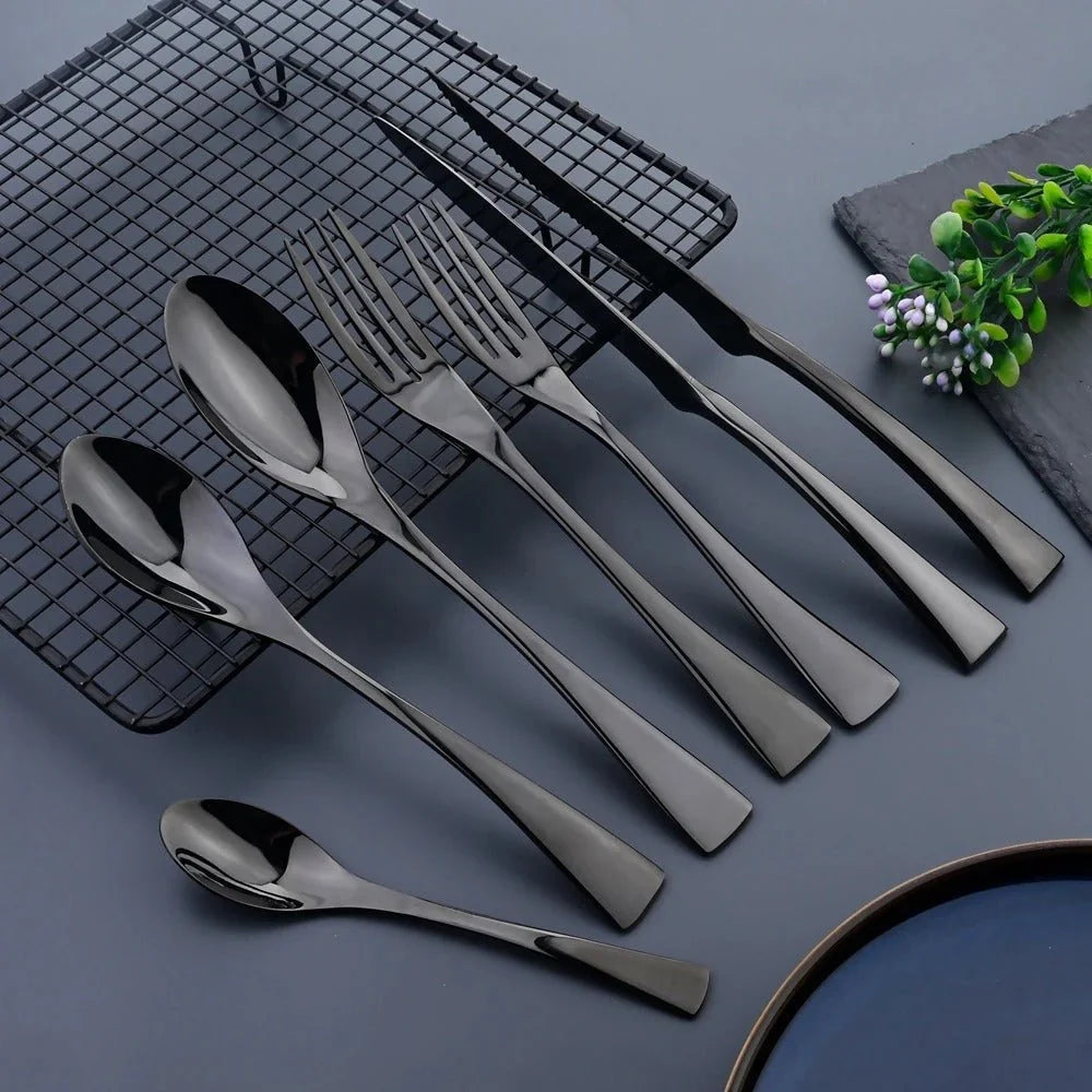 Cutlery Set Stainless Steel Matte Black Rust-Resistant