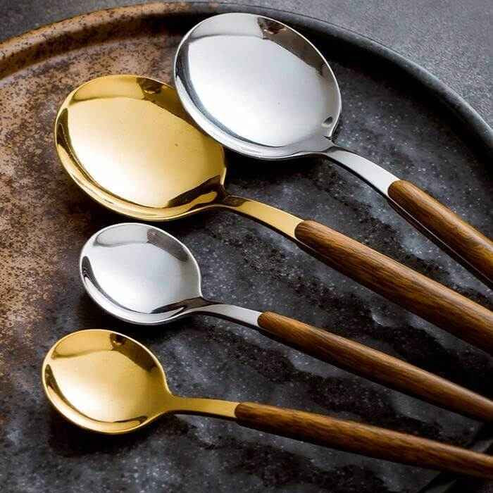 Cutlery Set Stainless Steel Wood Handles 16-Piece