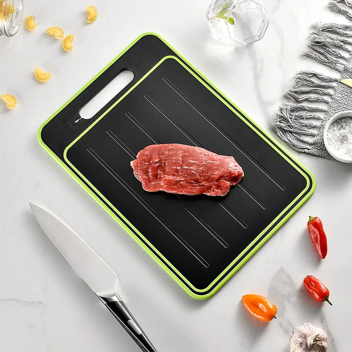 Cutting Board 4-in-1 Defrosting Plate Grater & Knife Sharpener