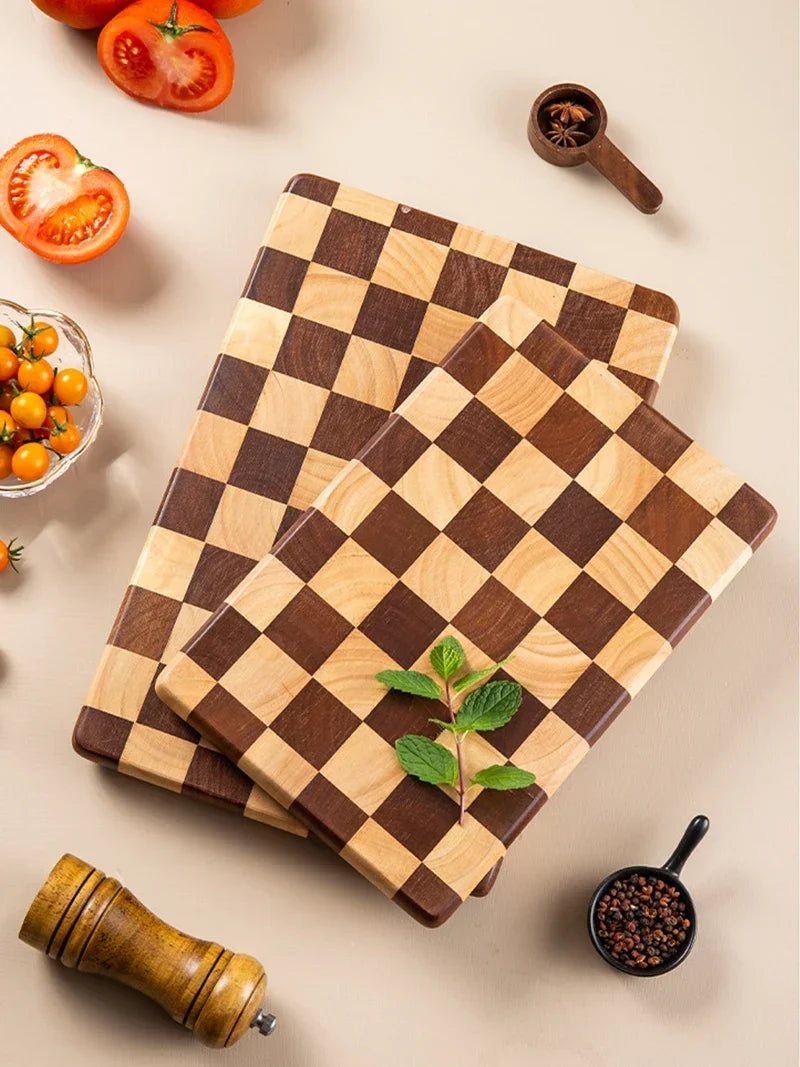 Cutting Board Solid Bamboo Checkerboard Pattern Prep & Serving