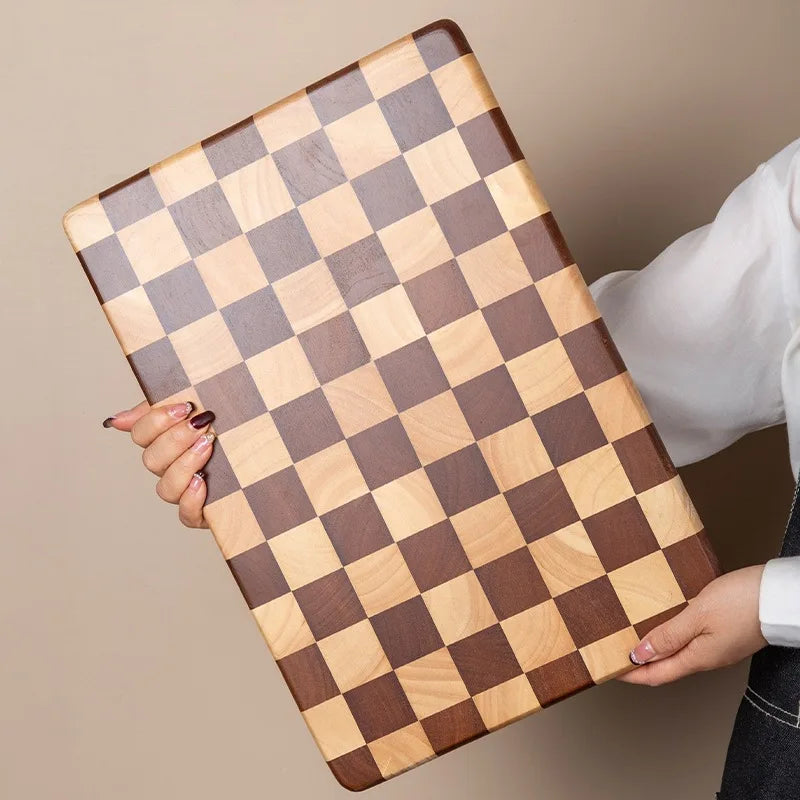 Cutting Board Solid Bamboo Checkerboard Pattern Prep & Serving