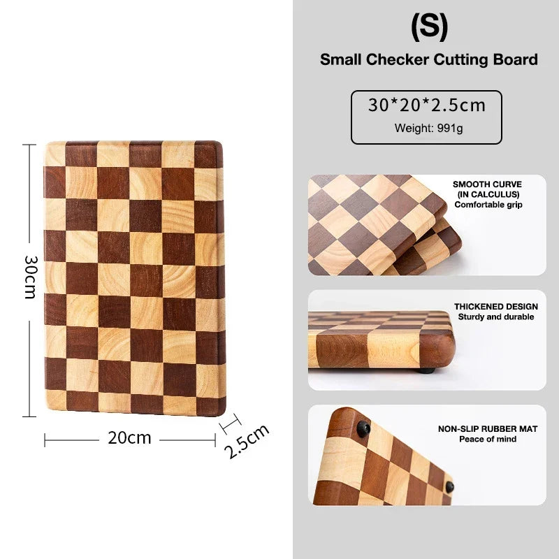 Cutting Board Solid Bamboo Checkerboard Pattern Prep & Serving