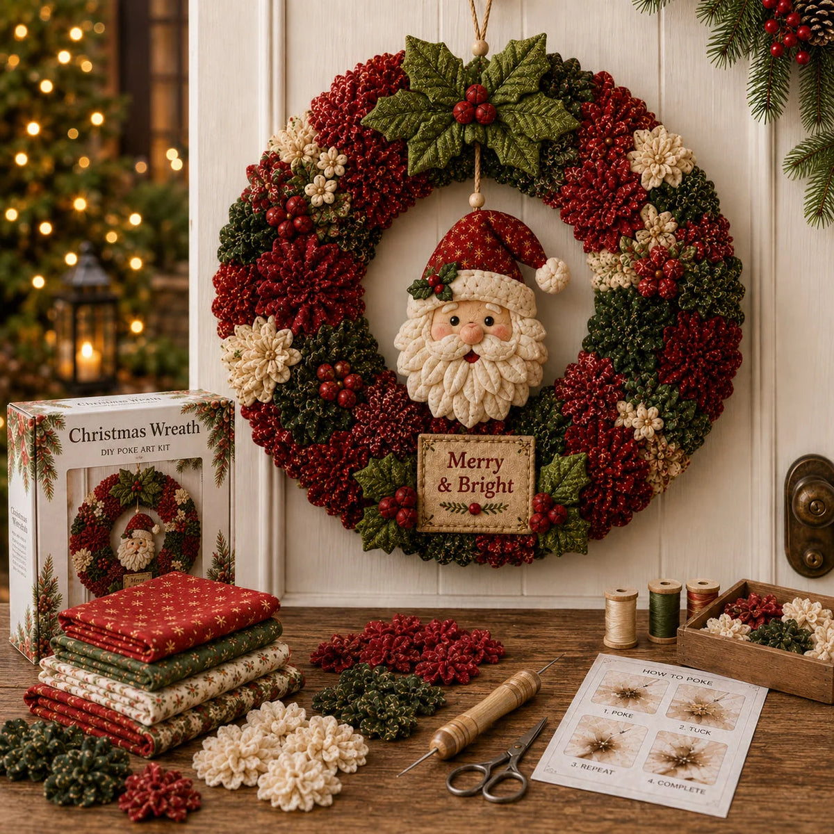 DIY Fabric Wreath Kit 3D No-Sew Holiday Crafting