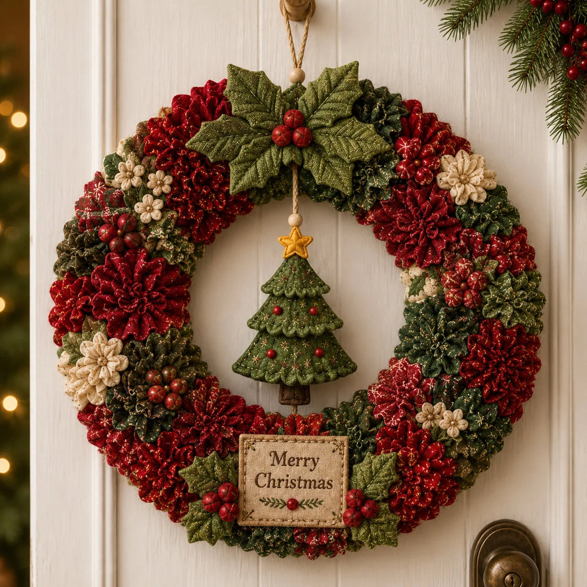 DIY Fabric Wreath Kit 3D No-Sew Holiday Crafting