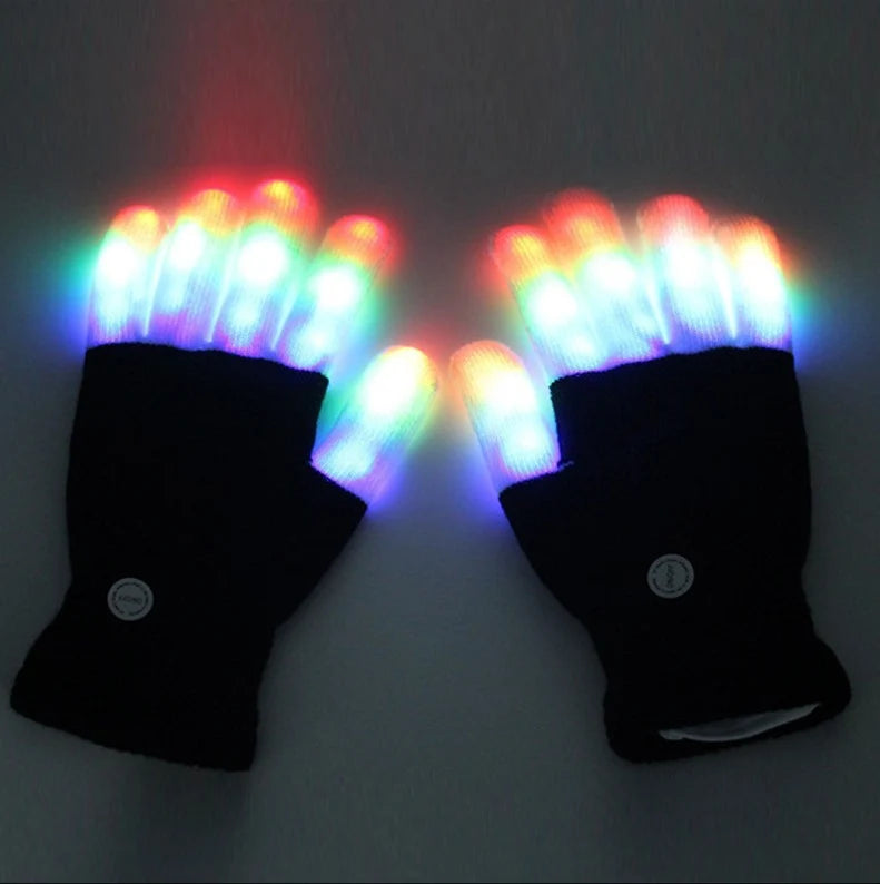 Dance Gloves LED Light-Up Fingertips Flashing & Steady Modes